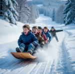 5 kids on a slippery slope